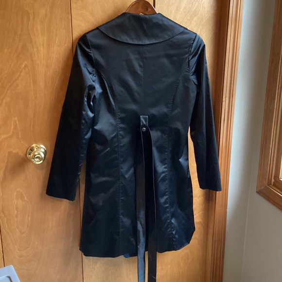 Vintage Black Target **Mossimo** Classic Satin Trench Coat, size Small - Picture 2 of 9